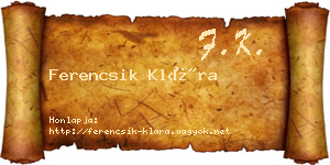 Ferencsik Klára névjegykártya